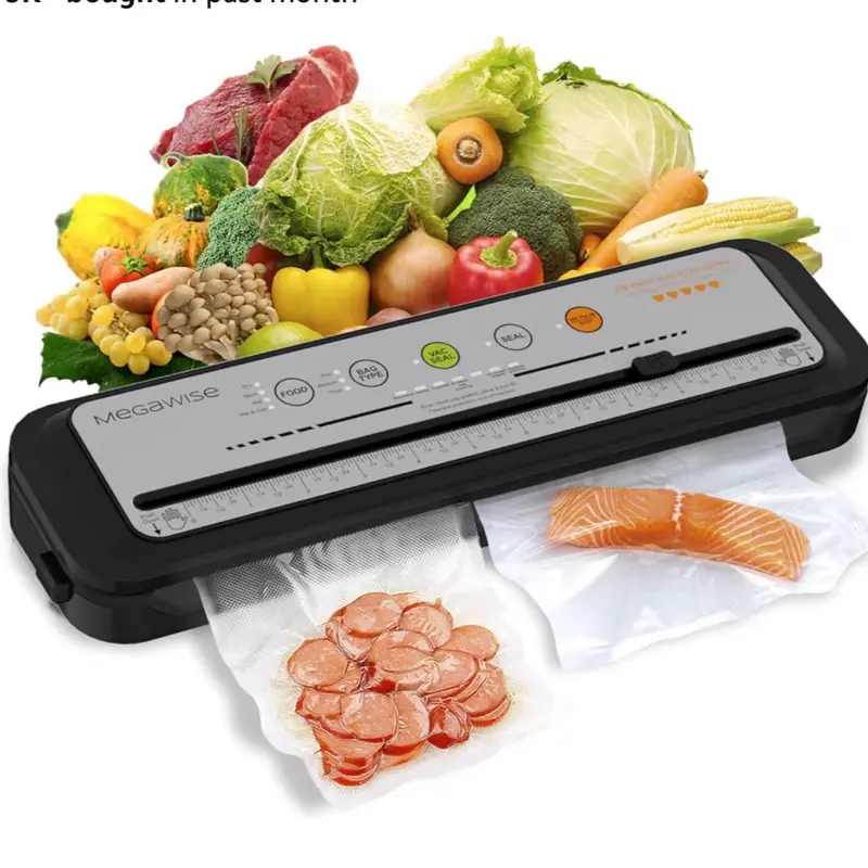 Updated Vacuum Sealer Machine 2025, Food Sealer w/Starter Kit, Dry & Moist Food Modes, Compact Design with 10 Vacuum Bags & Built-in Cutter (Grey)