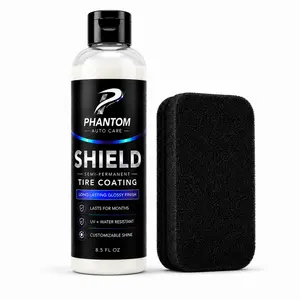 Phantom Shield Semi-Permanent Tire Coating - Long-Lasting Glossy Finish, UV & Water Resistant, No Sling Formula, 8.5oz