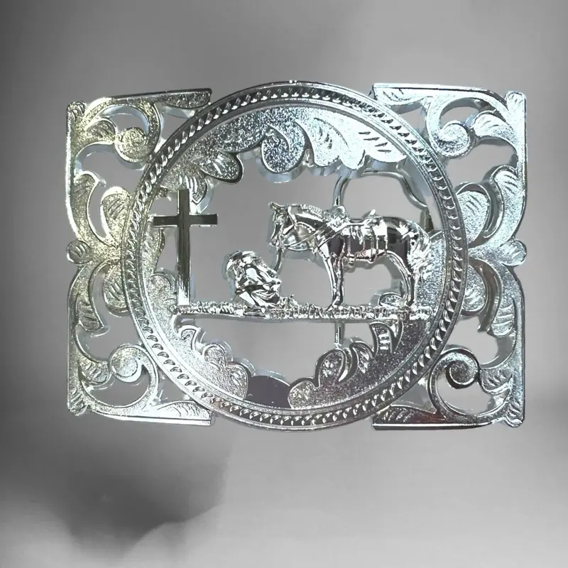Western Style Praying Cowboy Buckle Hebilla Vaquera Oracion del Vaquero