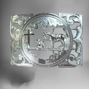 Western Style Praying Cowboy Buckle Hebilla Vaquera Oracion del Vaquero