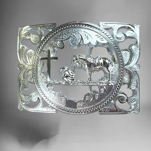 Western Style Praying Cowboy Buckle Hebilla Vaquera Oracion del Vaquero