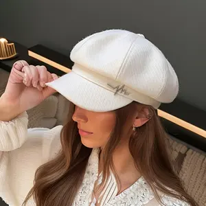 1pc of Hardware Lightning Mark Octagonal Cap, Round Top, New Autumn And Winter Beret for Women, Versatile Japanese Style That Makes The Face Look Smaller, Retro Newsboy Cap, Suitable for Outdoor Hiking, Camping, Beach Outings, And Street Painting.