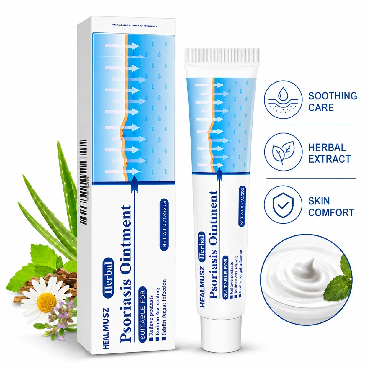 20g Natural Plant-Based Antifungal Cream for External Use - Deep Hydrates Dry Skin, Soothes Itching & Redness, Relieves Psoriasis, Tinea & Copper Fungus - Body Moisturizer for Personal Care