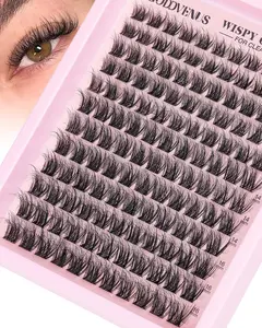 Goddvenus Lash Clusters Kit Wispy Eyelash Clusters Lashes Natural DIY Lash Extension Kit 10-16mm Cluster Eyelash Extensions Kit 300pcs C Curl Individual Lashes Cluster Eyelash (No Tweezers)