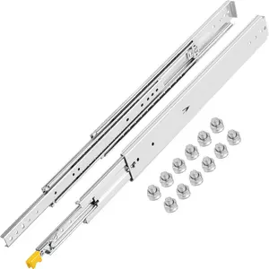 VEVOR Heavy Duty Drawer Slides 24 Length, Locking Drawer Slides 500lbs Load Capacity Long Full Extension Drawer Slide 1 Pair Side Mount Ball Bearing Drawer Glides Push to Open Drawer Runners Rail
