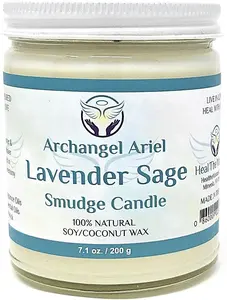 Lavender Sage Smudge Candle - 7 oz Natural Aromatherapy Candle with Soothing Lavender and Cleansing Sage, 100% Natural, Eco-Friendly Wax Blend Floral