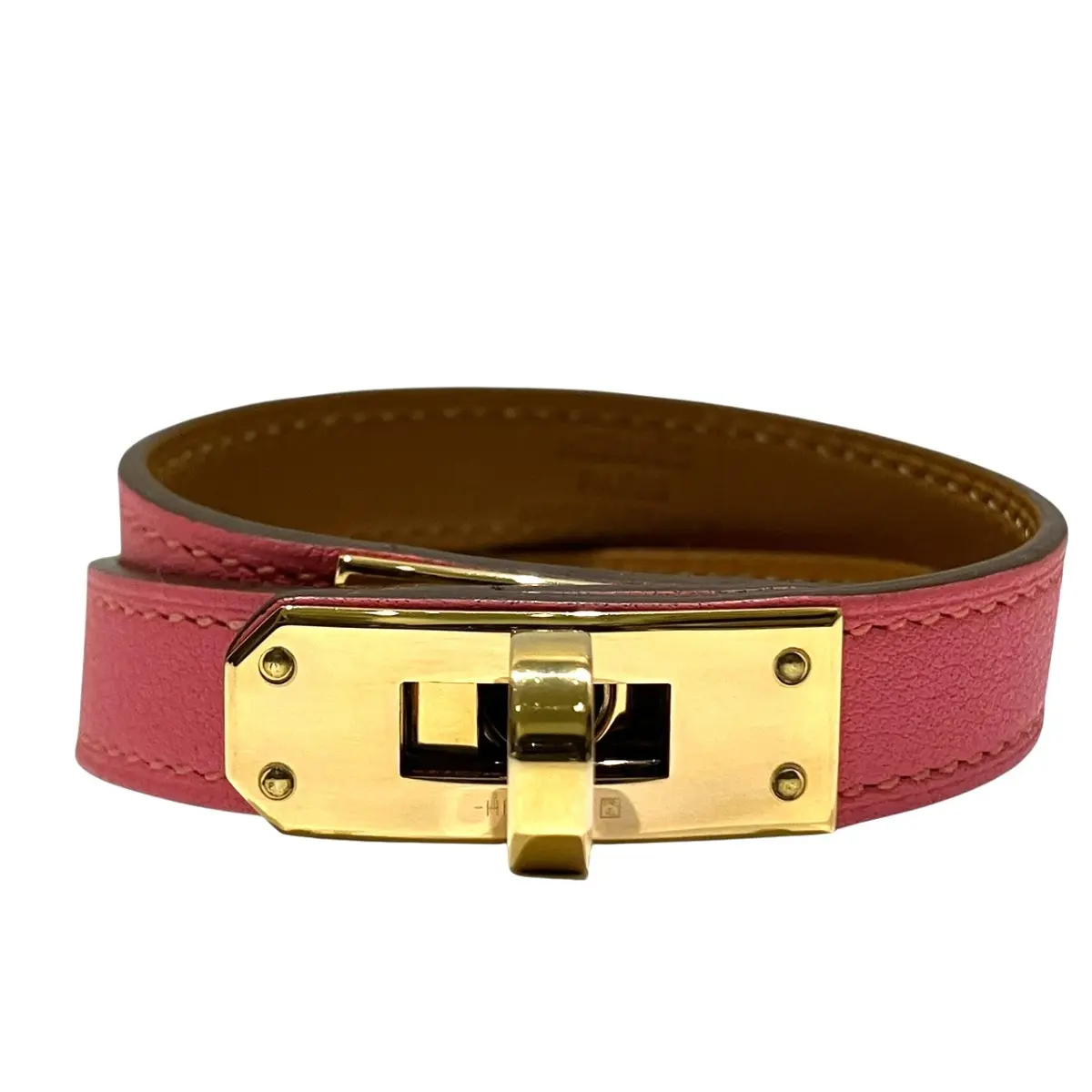 Pre-owned HERMÈS Calfskin Small Leather Goods Hermes Mini Kelly Double Tour Leather Bracelet