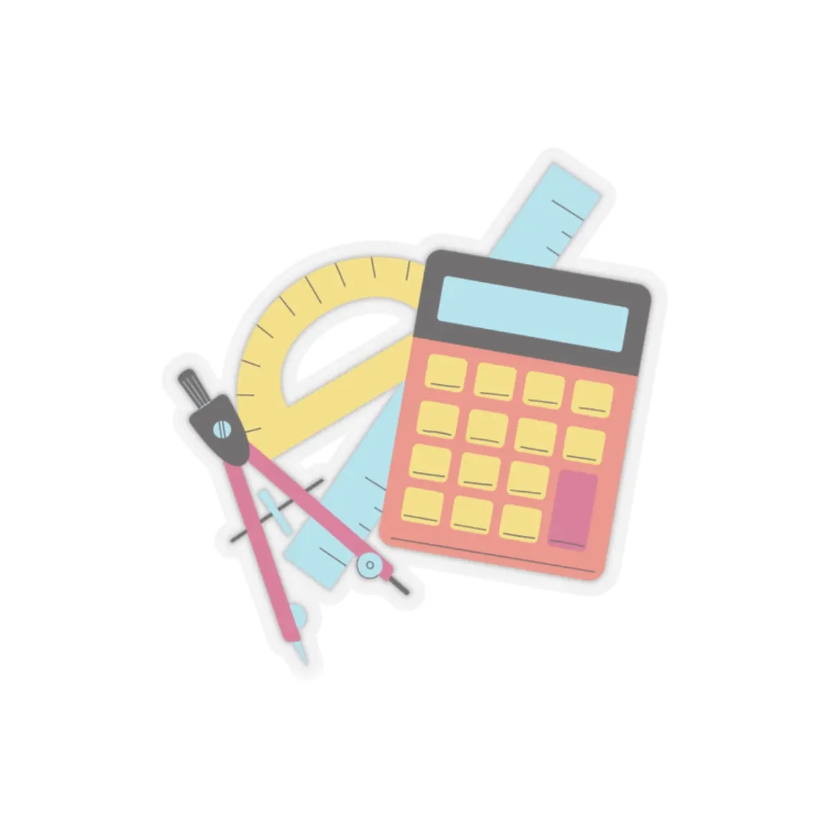 Math Tools Stickers for Back-To-School Decorations Decorative Vinyl tiles sticker