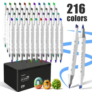 48-216 Colors Art Markers, Double Headed Permanent Ink, Cross Body Bag Design, Easy Carry for Painting & Drawing, Ideal for DIY Crafts
