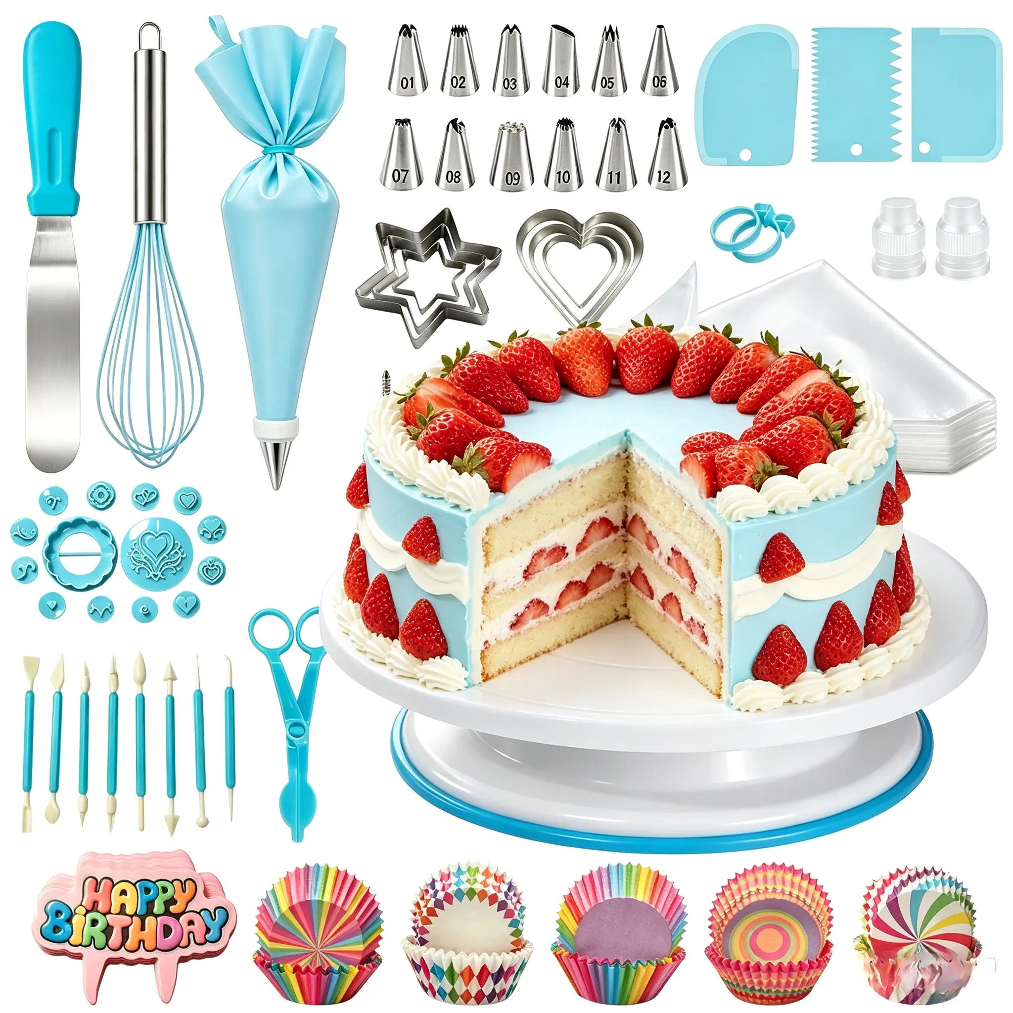 253Pcs Cake Decorating Tool Set,Pastry Decorative Kit,Cream Cake Decoration Pastry Kit, BakingAccessories and Pastry Tools, CakeDecorating Supplies for Bakers