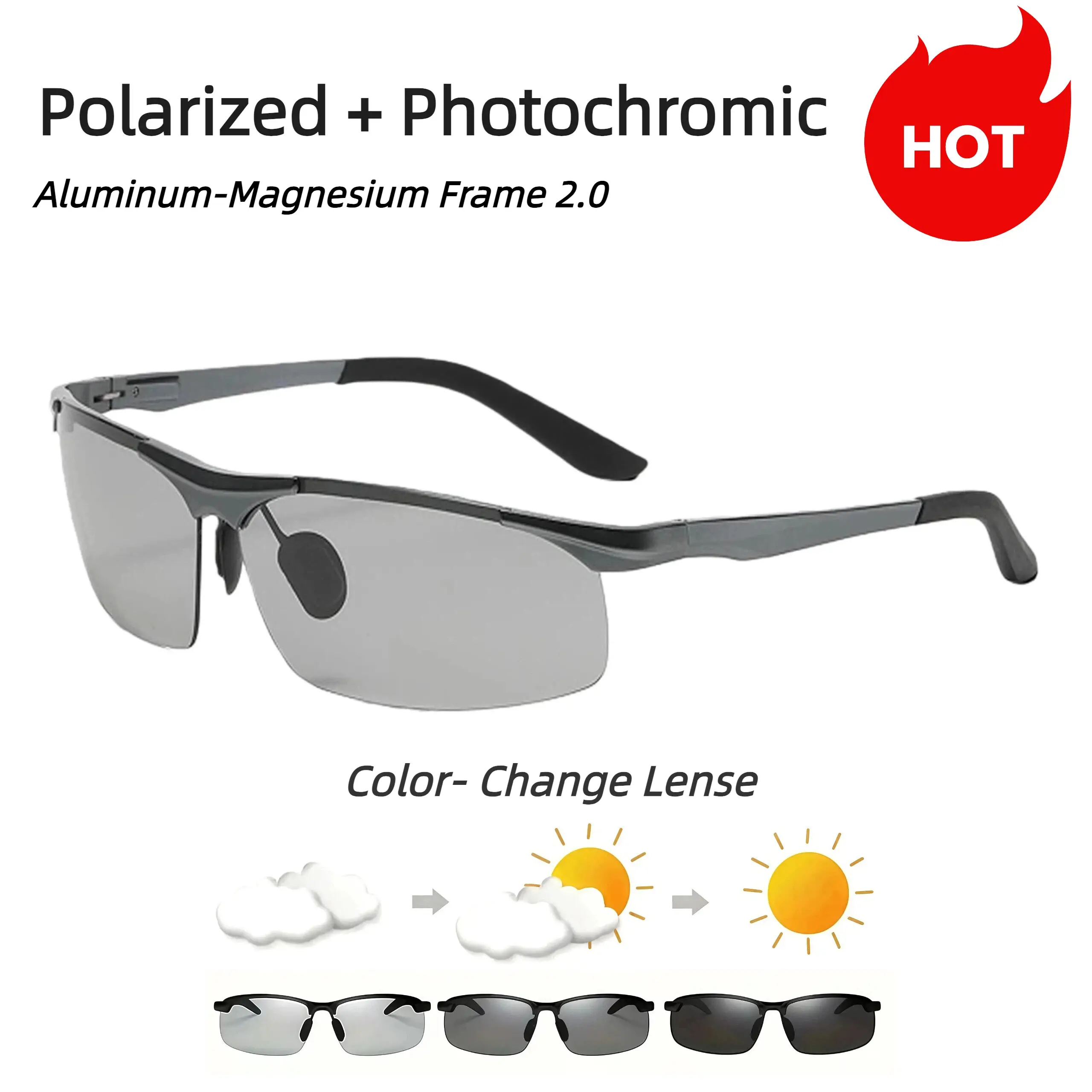 2.0 Gunmetal Polarized Photochromic Sunglasses