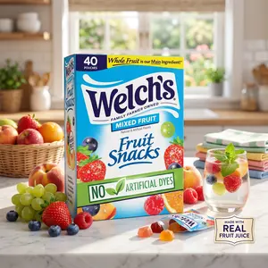Fruit Snacks Mixed Fruit Bulk Pack Individual Single Serve Bags 0.8 oz Pack of 40 Natural Gluten Free Candy