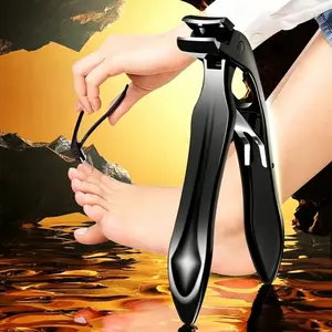 Nail Clippers Angled Head Thick Toe Nail Clippers with Catcher Large Wide Jaw Sharp No Splash fingernail Clipper Nail Cutter