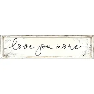 "Love You More" Rustic Farmhouse Metal Wall Sign, 15.75x3.94 Inch Romantic Home Decor, Perfect Inspirational Gift for Couples & Bedroom