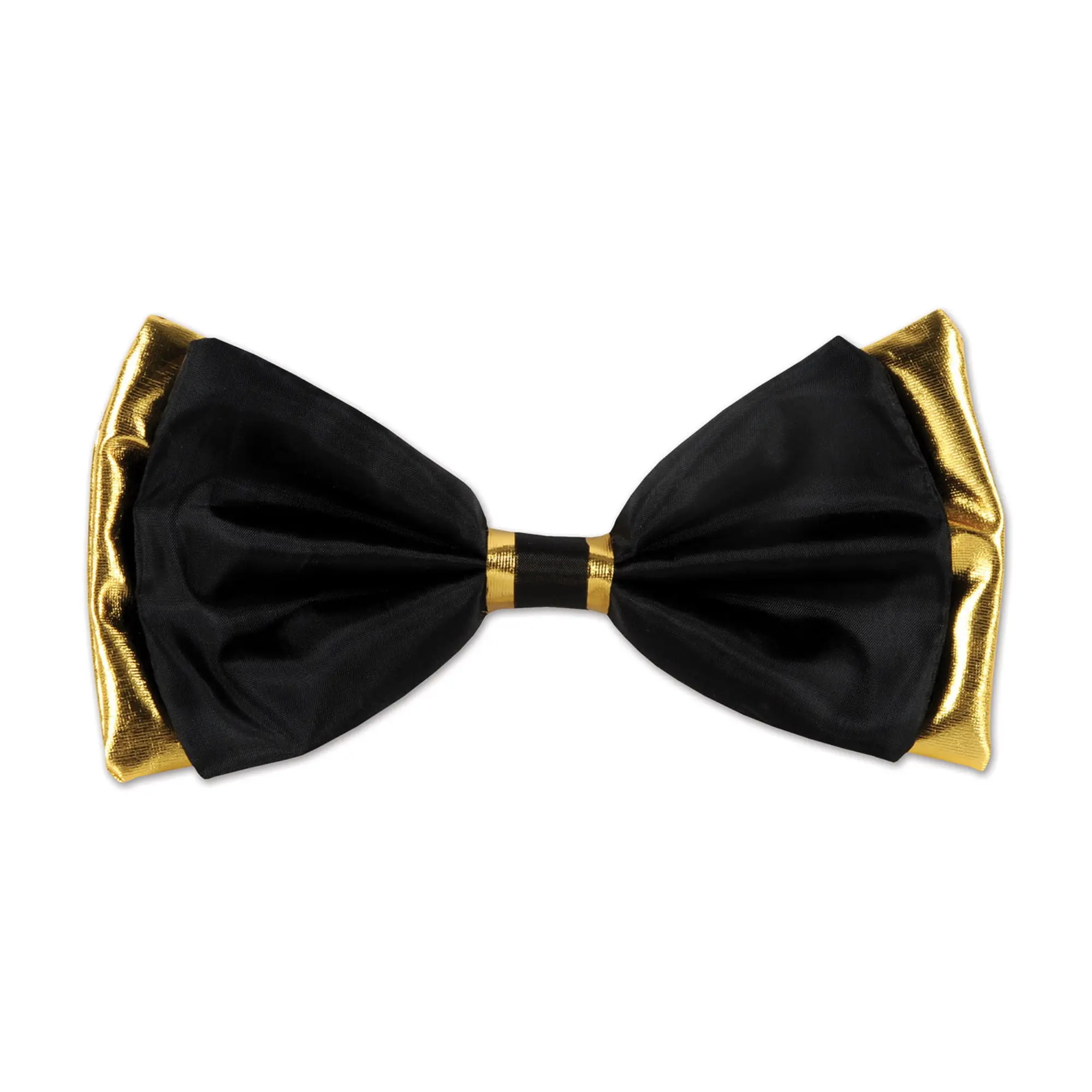 212 MAIN Men's Black & Gold Fabric Bow Tie, 3.75x7.25 in, 1 size, Pack of 6 - for Special Occasions, Costumes & Accessories, One Size