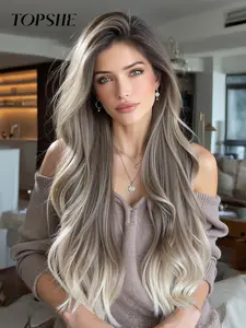28 Inch Long Wavy Synthetic Lace Front Wigs for Women, Natural Fluffy Wigs without Bangs, Breathable Synthetic Lace Front Wigs for Party, Daily Use, Glueless Frontal Wig