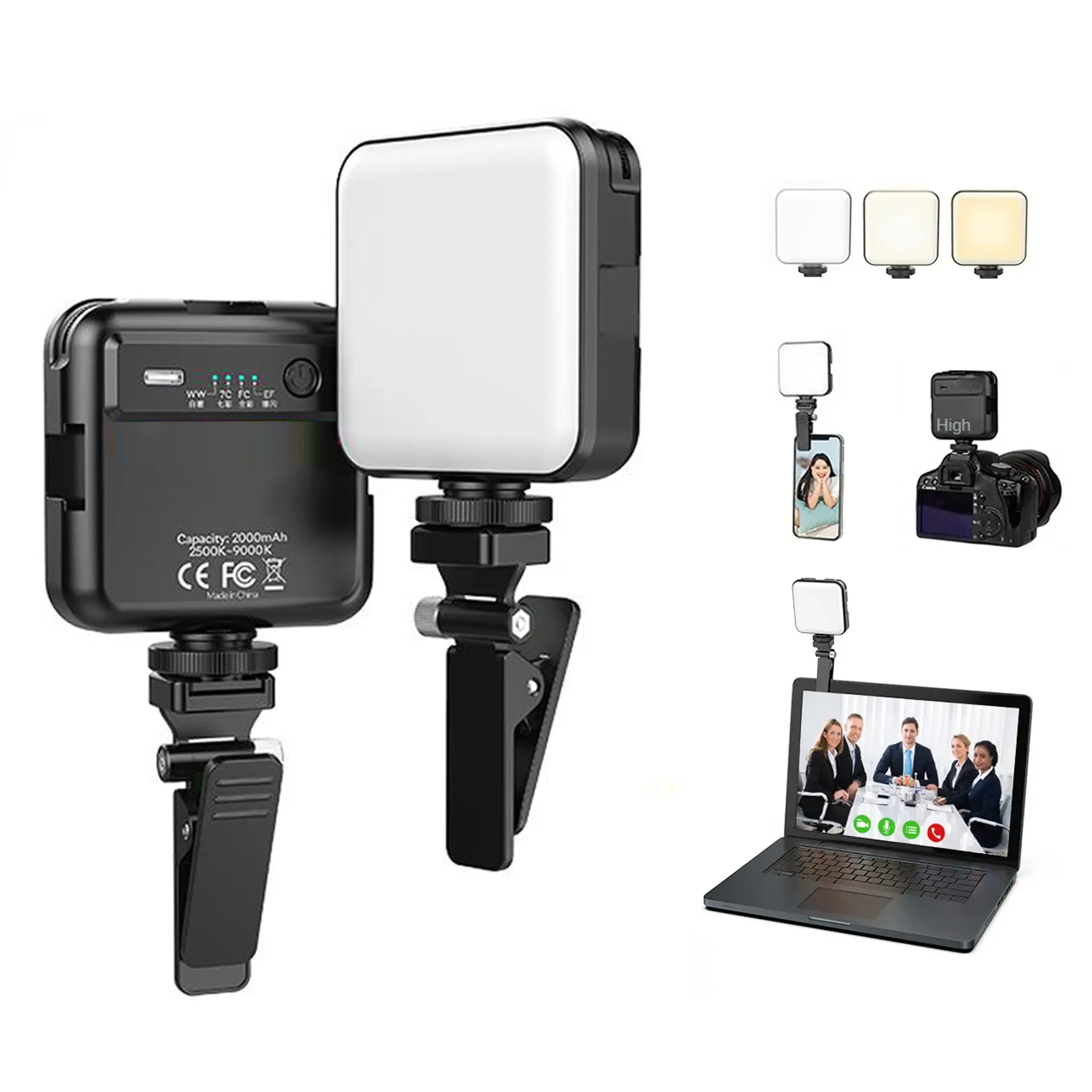 Portable Selfie LED Light - USB Rechargeable Clip-On Fill Light with 3 Warm/White Modes, Lightweight for Travel, Accessories for Women, for Phones/Tablets, Digital Camera, Filming Setup, Electronic Gadgets Accessory