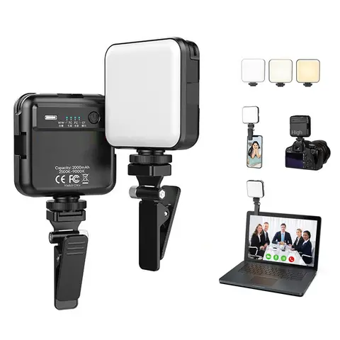 Portable Selfie LED Light - USB Rechargeable Clip-On Fill Light with 3 Warm/White Modes, Adjustable Brightness, 180° Rotation, 1/4 Threaded Hole, Built-In Batteries, Lightweight Travel Accessory for Women’s Phones, Tablets, Digital Camera Filming