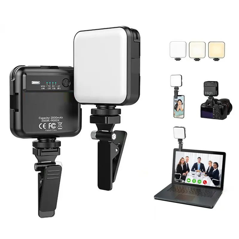 Portable Selfie LED Light - USB Rechargeable Clip-On Fill Light with 3 Warm/White Modes, Adjustable Brightness, 180° Rotation, 1/4 Threaded Hole, Built-In Batteries, Lightweight Travel Accessory for Women’s Phones, Tablets, Digital Camera Filming
