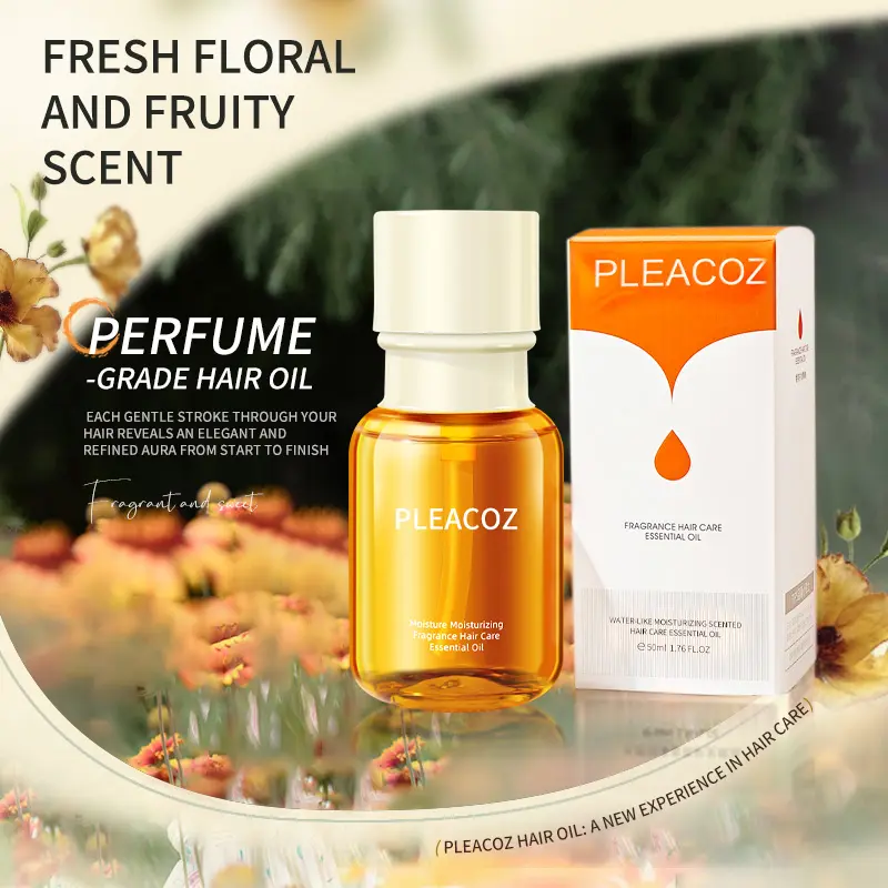 Pleacoz Hair Oil Leave-in Moisturizer for Damaged Hair, Split Ends, and Frizz Control with Sunflower & Macadamia Oil, Scented & Lightweight Daily Haircare, Leave-In Type, Shiny Hair