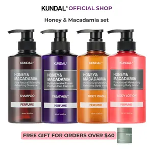 KUNDAL Honey & Macadamia Head-to-Toe Moisture Set for Dry Hair & Dry Skin – Shampoo, Conditioner, Body Wash & Body Lotion