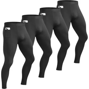 Mens Compression Pants Pocket Athletic Sports Performance Base Layer Wortout Running Tights Gym Spandex Leggings