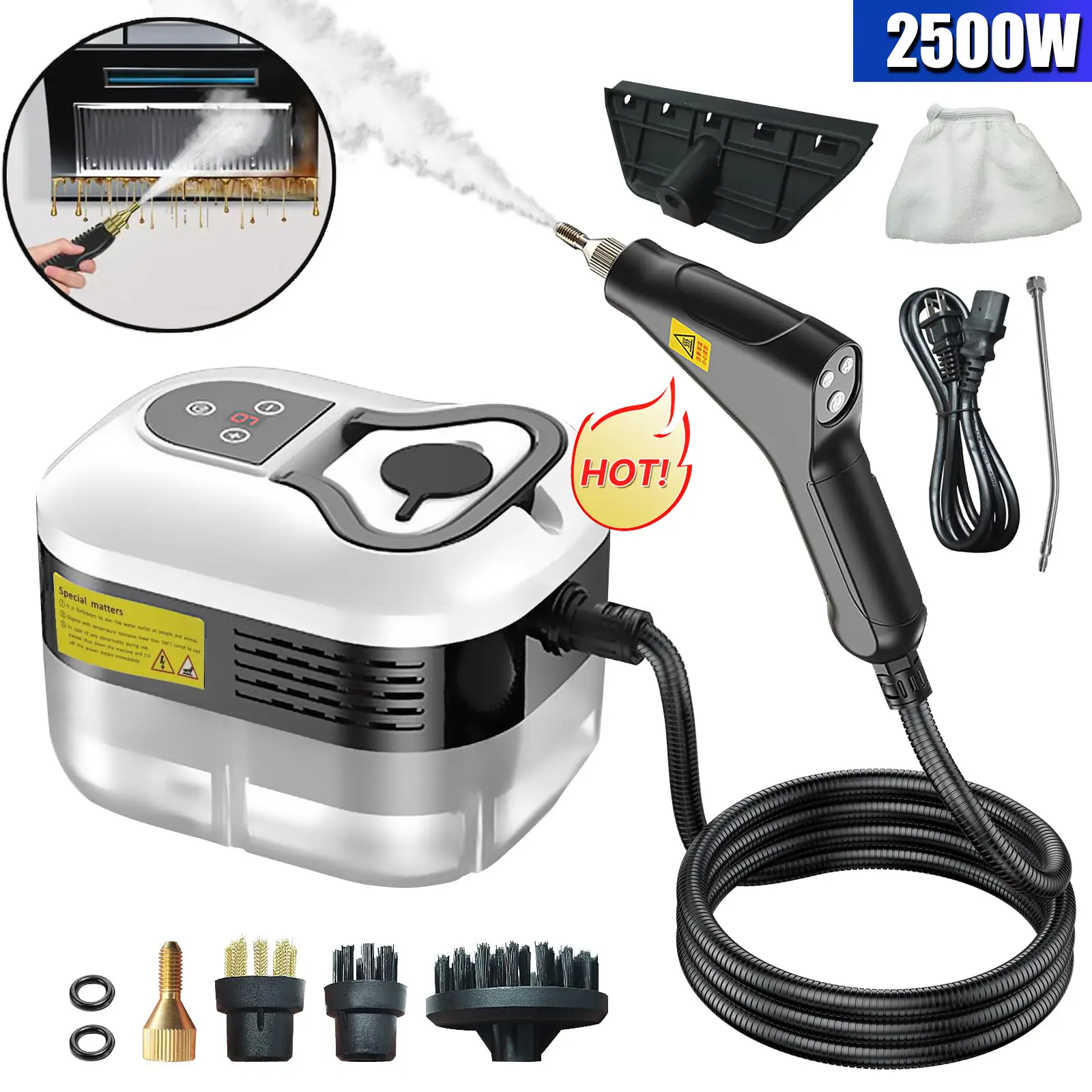 New Steam Cleaner, 2500WHandheld High-TemperaturePressurized Multi-Purpose Steamerfor Home Use, Steamer for CleaningHoor, Upholstery, Grout and Car -