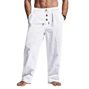 Men's loose linen casual pants, drawstring waistband, button design, comfortable and stylish, suitable for daily wear vacation All Season Performance Pant Tactical Waterproof Cargo Pants Waterproof Cargo Pants