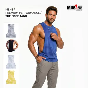 Men's Single Cutout Athletic Sleeveless Muscle Stringer Tank Top - Front Cutout Gym Training Bodybuilding Micro Tank Vest, Menswear Fitness Activewear, Cutout Vests,summervibes