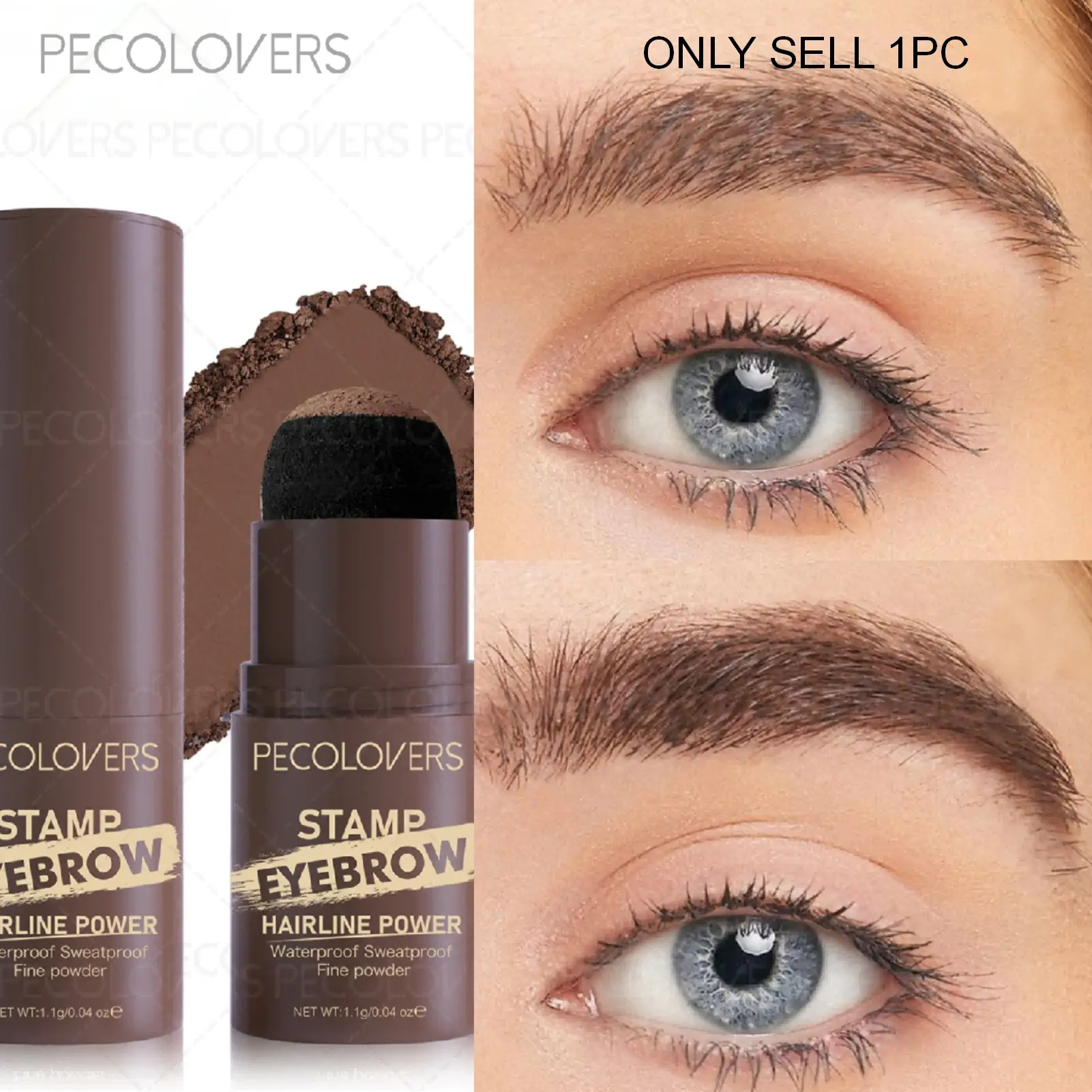 1 pc Brown Stamp Eyebrow Powder, Multifunctional and Rich Colors, Waterproof and Sweat-Proof and Long-Lasting, Eyebrow Powder and Hairline Powder, Eyebrow Makeup, Facial and Body Cosmetics