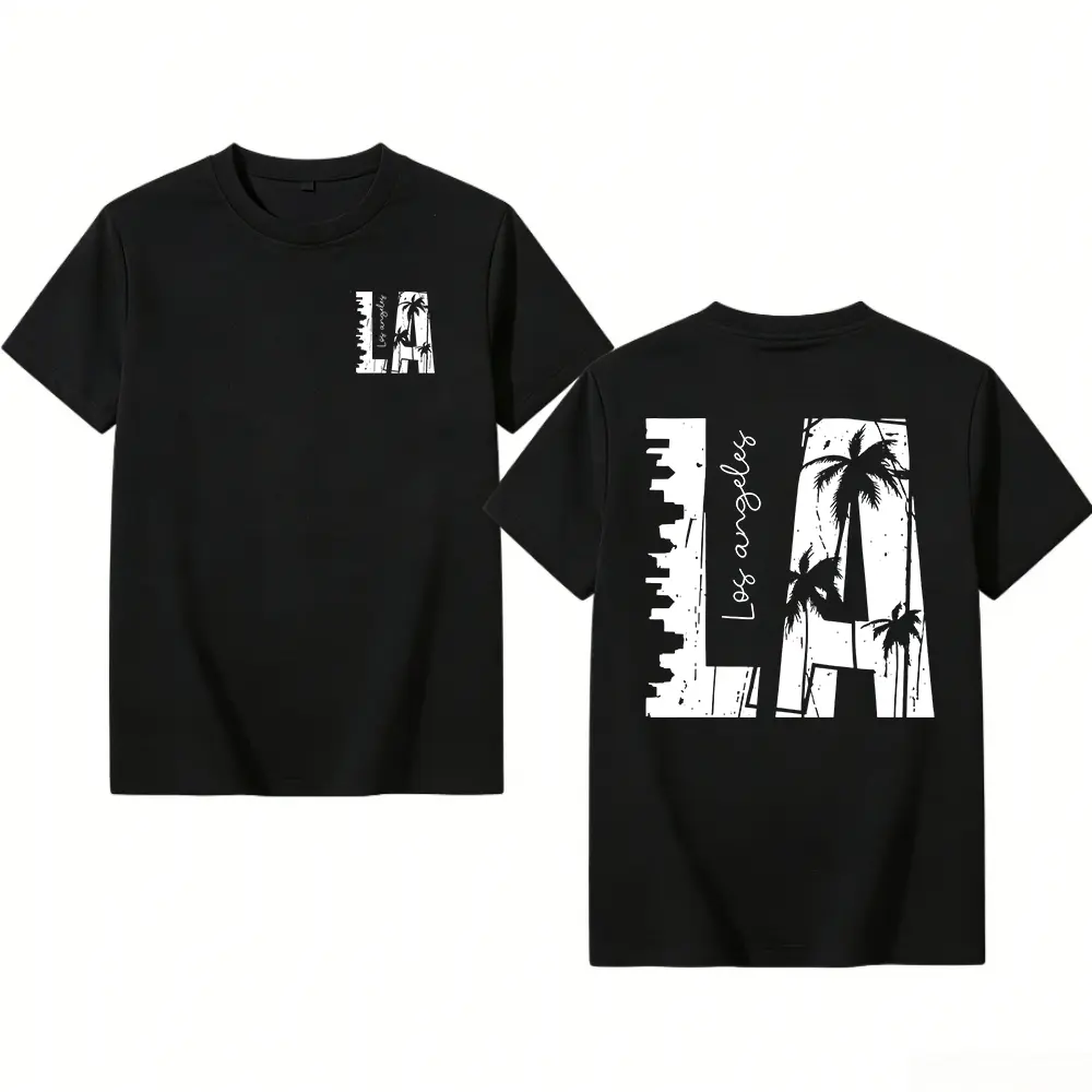 Winter outfits Men's Vintage Palm Tree Graphic T-Shirt - 230GSM Heavy Washed Cotton Short Sleeve Shirt,