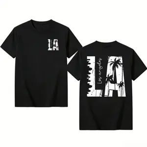 Winter outfits Men's Vintage Palm Tree Graphic T-Shirt - 230GSM Heavy Washed Cotton Short Sleeve Shirt,