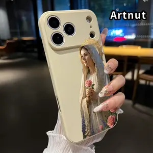 Phone Case for iPhone 17 Air 16 Pro Max 15 14 Plus 16E 13 12 Mini 11 Promax X XS XR XSMax Virgin's Grace Pattern Liquid Silicone Full Lens Protector Pocket-Friendly Softcase Gift for Boy
