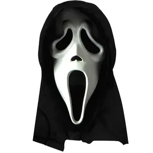 Ghost Screamer Mask with Hood – Realistic Latex Killer Mask for Halloween, Horror Cosplay, Scary Movie Costume Accessory for Adults, Viral TikTok Mask 2025, Fancy Dress Prop