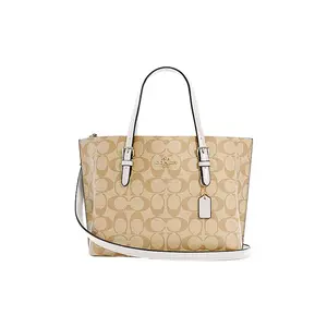 COACH Mollie Classic Monogram Zippered Tote Bag in Faux Leather for Women