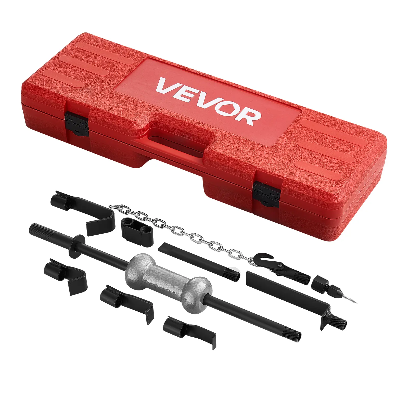 【Summerfinds】VEVOR 13-in-1 10 lbs Heavy-Duty Slide Hammer Dent Puller Kit, Paintless Dent Repair Machine, Car Repair Tools for Cars & Trucks, 22.8-in Extended Rod, Non-Slip Handle, Stainless Steel Chain, Customizable Attachments, Carrying Case, Heavy-Duty