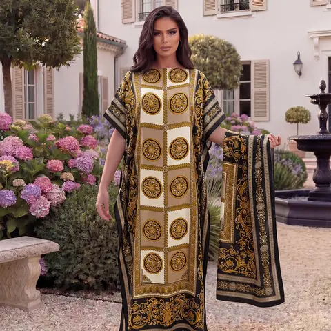 Women's Boho Style Long Robe Set, Fitted All-Over Print Shawl Dress, Sun Protection Silk Scarf, Beachwear for All Seasons, Beach Coverup, Bohemian Cover Up