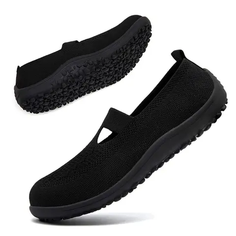 Women's Knit Barefoot Slip-On Flats - Stylish Walking Shoes, Soft Sole, Breathable, Lightweight, Minimalist, Wide Toe Box, Rubber Sole, All-Season Casual Gym Footwear, 2026 Spring Summer Mother's Day Gift