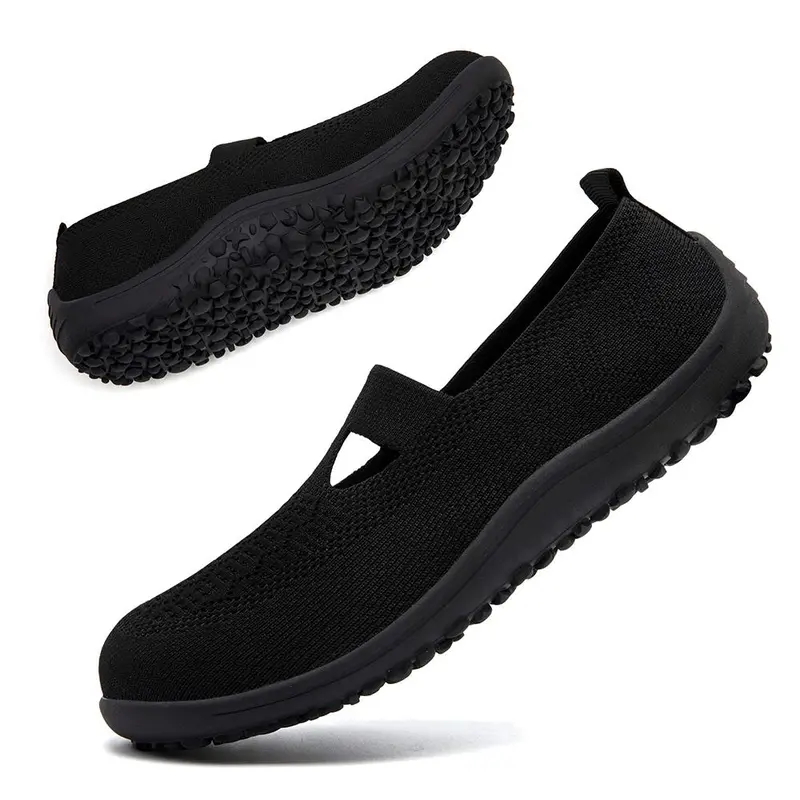 Women's Knit Barefoot Slip-On Flats - Stylish Walking Shoes, Soft Sole, Breathable, Lightweight, Minimalist, Wide Toe Box, Rubber Sole, All-Season Casual Gym Footwear, 2026 Spring Summer Mother's Day Gift