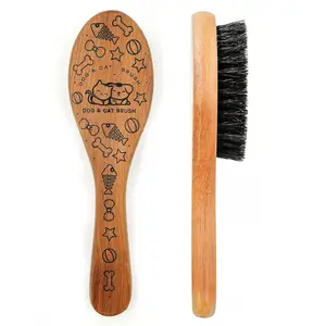 Pet Soft Brush with  Handle and  Bristle Hair - Soft  and   Brush for Short Hair Cats and Small Dogs - Gentle Massage and Dandruff Removal ()