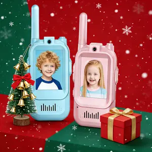 Kids Video Walkie Talkies 2 Pack - Rechargeable Handheld Intercom Toys for Indoor & Outdoor Play | Perfect for Camping, Hiking & Family Games | Ages 3-12 (Blue/Pink)