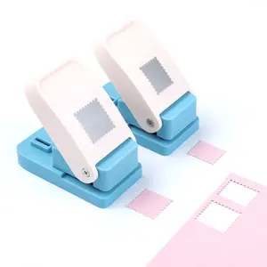 2-Piece Set Rectangular and Square Stamp Shape Paper Puncher, 1x0.8 Inch, Ideal for Crafting and Office Use, Durable Design