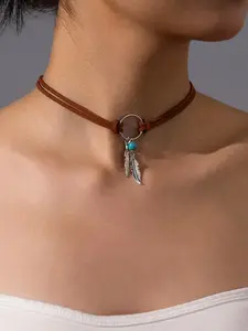 Vintage Style Feather Decor Choker, Fashionable Adjustable Necklace for Women & Men for Party, Daily Clothing Decor, Trendy All-match Jewelry for Birthday Gift, Fashionable Jewelry Accessories