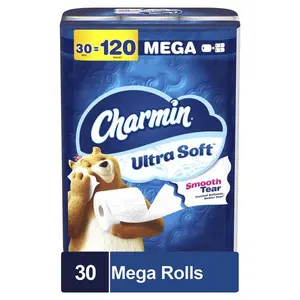 Ultra-Soft Smooth Tear Toilet Paper (30 Mega Rolls)