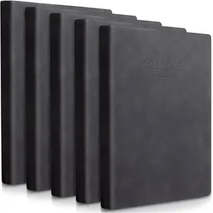 5 Pack A4 Notebooks Large Journal 360 Pages Leather Softcover Hardcover Notebooks Thick Paper Lined Note Writing Notepad for Travel Office School Business, 8.5'' x 11''(Black)