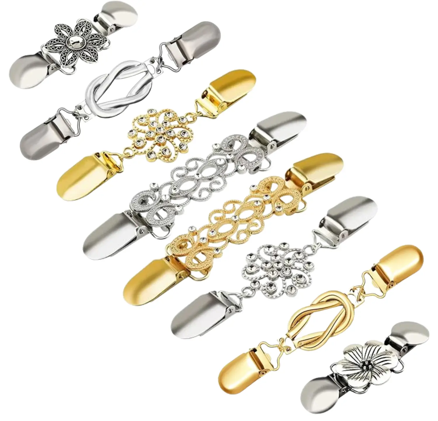 8/6 Packs Retro Sweater Clips for Cardigans, Vintage Cinch Clip for Dresses, Variety of Styles Dress Clip Back of Shirts Cinches Shawl Clips for Different Women Clothing