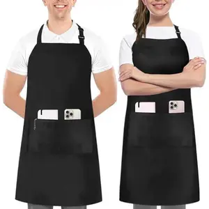 Pack of 2 Pcs - Bib Apron, Adjustable with 2 Pockets, Water and Oil Resistant, Cooking Kitchen Chef Apron for Women Men