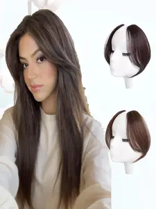 KAIRIYA Heat Resistant French Bangs 2-Pack - Invisible Clip-In Side Fringe with Skin Weft, Soft Seamless Hairpiece for Women, Perfect for Holiday Parties, Synthetic Soft Hairpieces