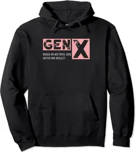 Funny Gen X Raised on Mixtapes Hose Water and Neglect Retro Pullover Hoodie - Anarosavill Shop 28B0D6G22YKH