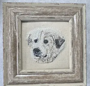 Great Pyrenees Dog Machine Embroidered and Framed!  Unique Canine Charm Tabletop Decor for Home or Office! Other Designs and Breeds Available! Desktop Decoration Signs